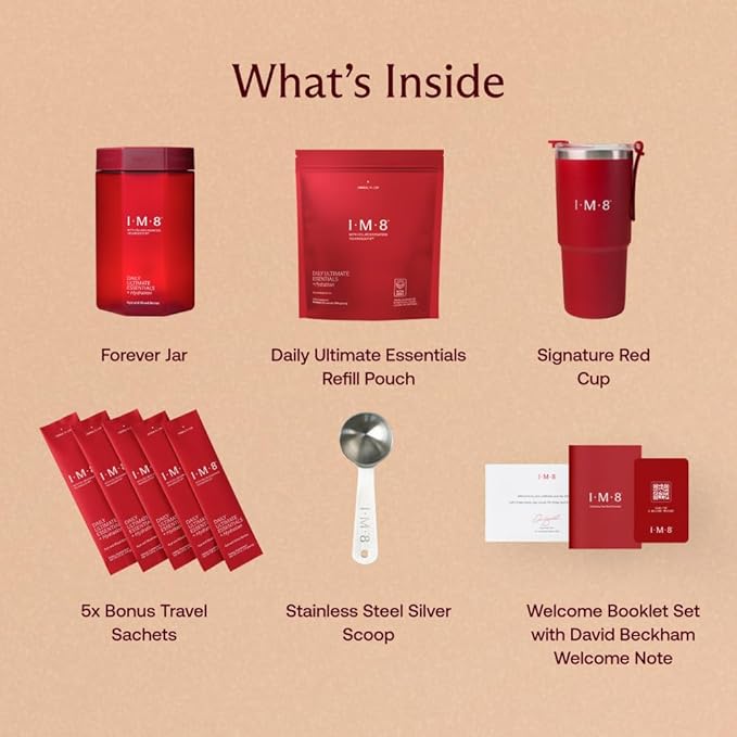IM8 Daily Ultimate Essentials All-in-One Multivitamin Supplement (30 Servings, Starter Kit - Scoop + Tumbler Included)