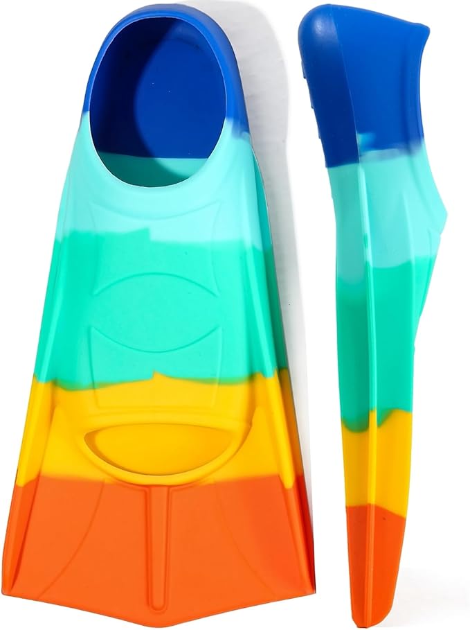 Kids Swim Fins,Short Kids Fins Youth Swimming Flippers for Lap Swimming Training for Children Girls Boys Beginners