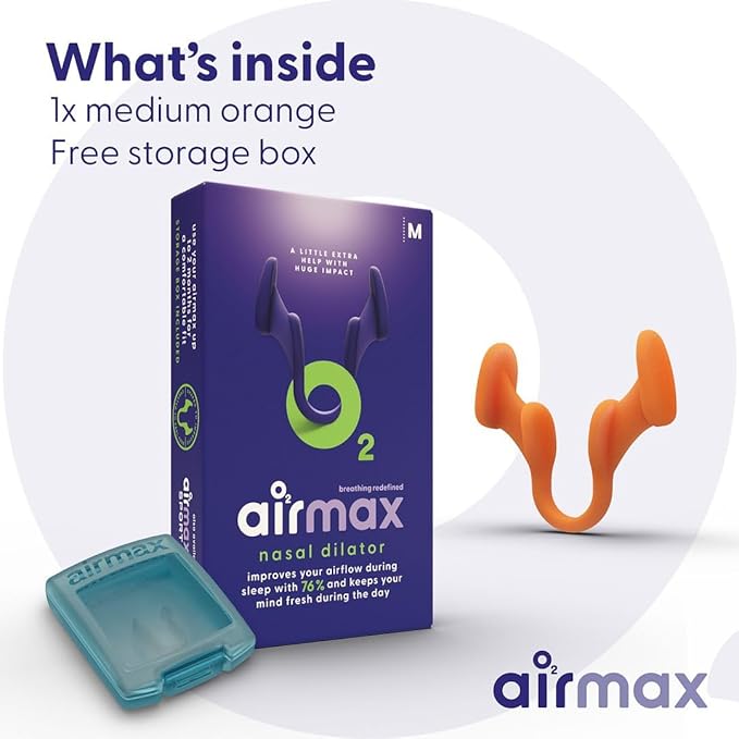 AIRMAX Nasal Dilator for Breathing - 76% More Airflow - Anti snoring Devices - Nostril Opener - Congestion Relief and snoring Solution - 1x Medium Orange