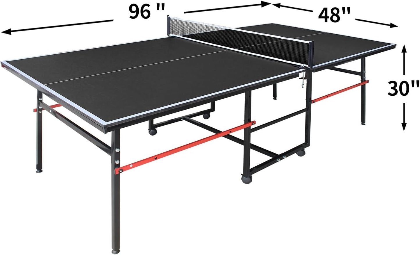 8ft Black Professional MDF Indoor Table Tennis Table with Quick Clamp Ping Pong Net with Two Rackets and Three Balls-Black