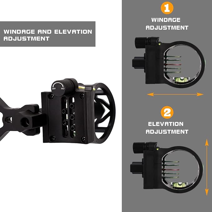 LWANO 5 Pin Bow Sight with Rheostat Light and Reversible Mount Design