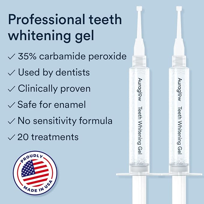 Auraglow Teeth Whitening Kit & 35% Teeth Whitening Gel Refill Pack