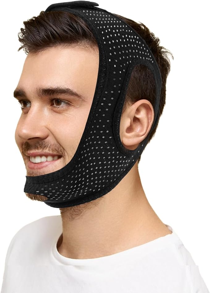 Chin Strap for Sleeping,Anti Snoring Chin Strap for CPAP Users,Don't Fade,Adjustable and Breathable Chin Strap-Keep Mouth Closed for Effectively Reduce Snoring,Skin-Friendly Comfortable Sleeping (1)