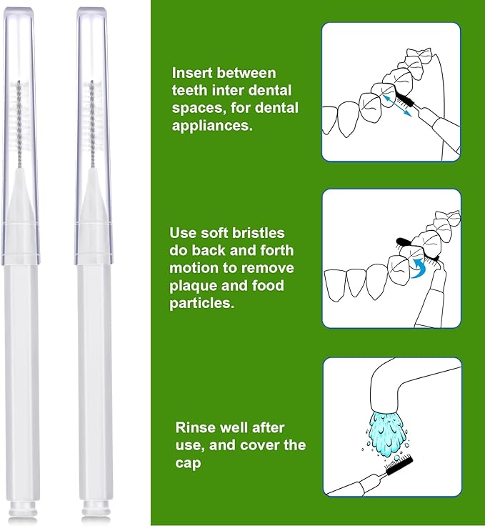 Patelai 50 Pieces Interdental Brush for Cleaner Braces Brush Toothpick Dental Tooth Flossing Head Oral Dental Hygiene Flosser Toothpick Cleaners Tooth Cleaning Tool(White)