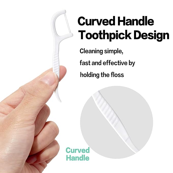 FAMILIFE Dental Floss Picks, Double Line Flossers 200 Count, Unwaxed Flossing Thinner and Tougher Unflavored Threader Flosser with 4 Travel Cases