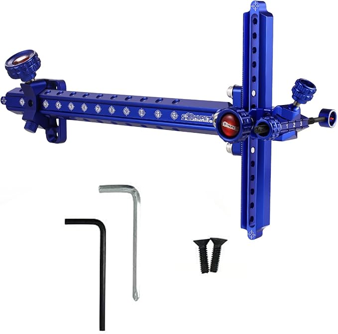 Archery Recurve Bow Sight, SOOHUPET Accessories T Shape Archery Shooting Target Sight Adjustable Bowsight with Optical Fiber Pin Sight for Target Practice