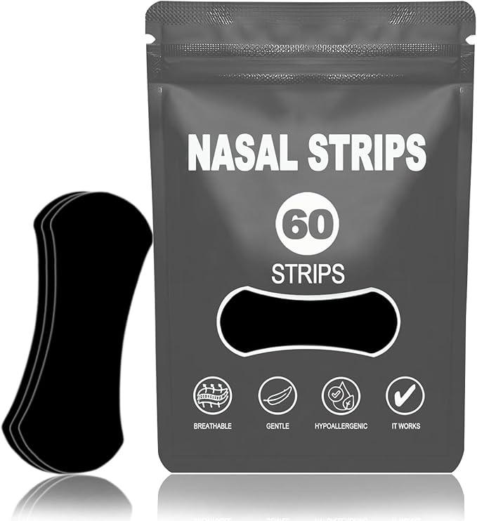 Nasal Strips for Snoring (60 Count),Nasal Strips for Breathing,Stop Snoring,Oil & Sweat Proof High-Adhesive Patch,Better Sleep & Anti Snore,Gentle On Skin,Clear Airways