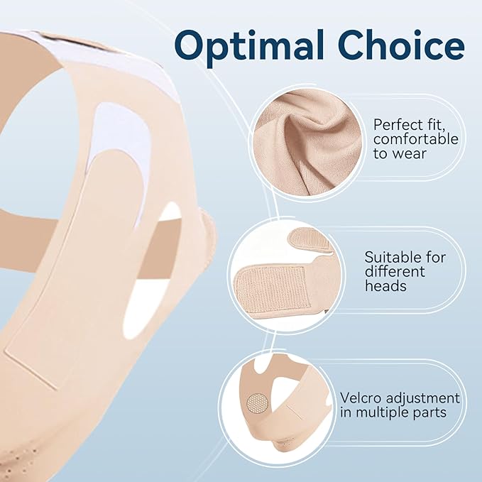 Chin Strap for Sleeping & Nighttime Support - Gently Keeps Mouth Closed to Promote Nasal Breathing for a More Restful Night, Skin Color