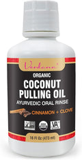 Verdana Organic Oil Pulling Mouthwash – 16 oz Cinnamon & Clove – USDA Organic Coconut Oil Rinse for Teeth & Gums – Alcohol-Free, Fluoride-Free Natural Mouthwash for Fresh Breath & Gum Health