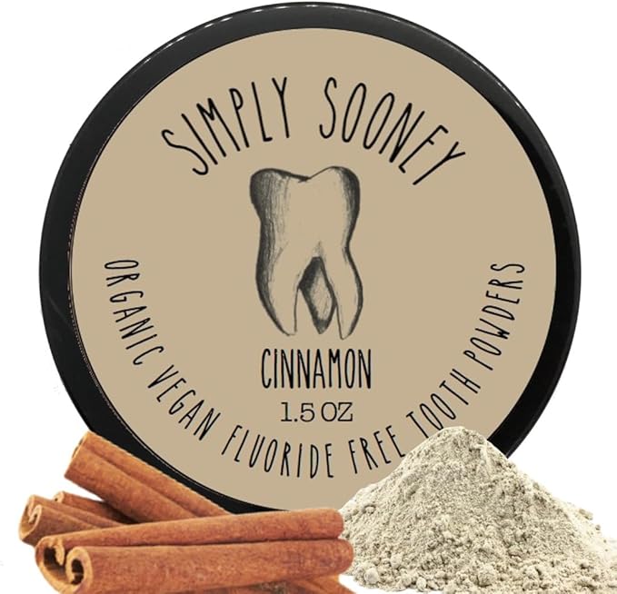 Simply Sooney Remineralizing Vegan Mineral Tooth Powder I Cinnamon Formula I Natural Whitening I Stronger Teeth (1.5oz Jar)
