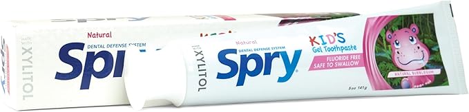 Spry Fluoride Free Toothpaste for Kids, Teeth Whitening with Xylitol, Natural Breath Freshening, Mouth Moisturizing, Bubble Gum (5oz, Pack of 1)