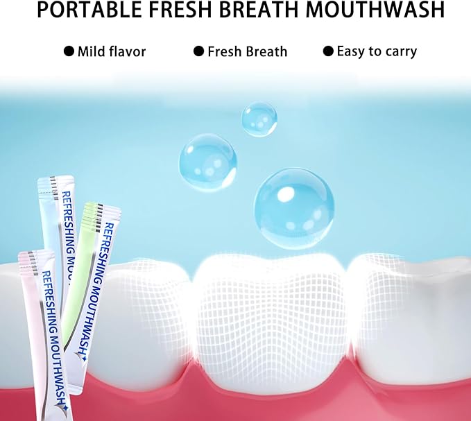 60PCS Travel Size Mouthwash,Portable Mini Mouthwash,Long-Lasting Freshness Travel Mouth Wash for Oral Care A47