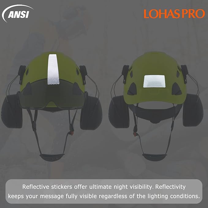 LOHASPRO Arborist Forestry Helmet Safety Hard Hat with Visor and Ear Muffs for Tree Service Logging Cutting Wood Chainsaw Helmet Garden Work Trimming Mowing(P91 Lime+Smoked Visor+Earmuff)