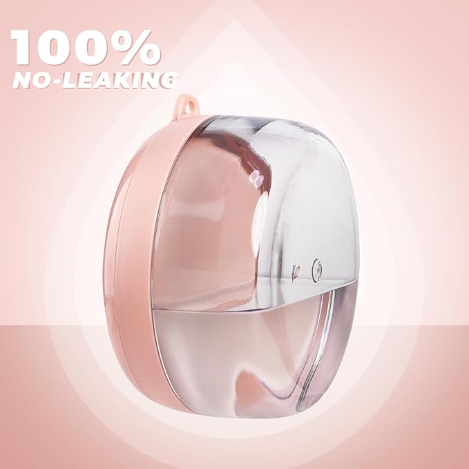 Denture Case, Leak Proof Denture Bath Cup, Denture Soaking Container Cups for Dentures, Retainers, Mouth Guard Storage Case, Full & Partial Denture Cleaning Holder Box with Strainer, Pink