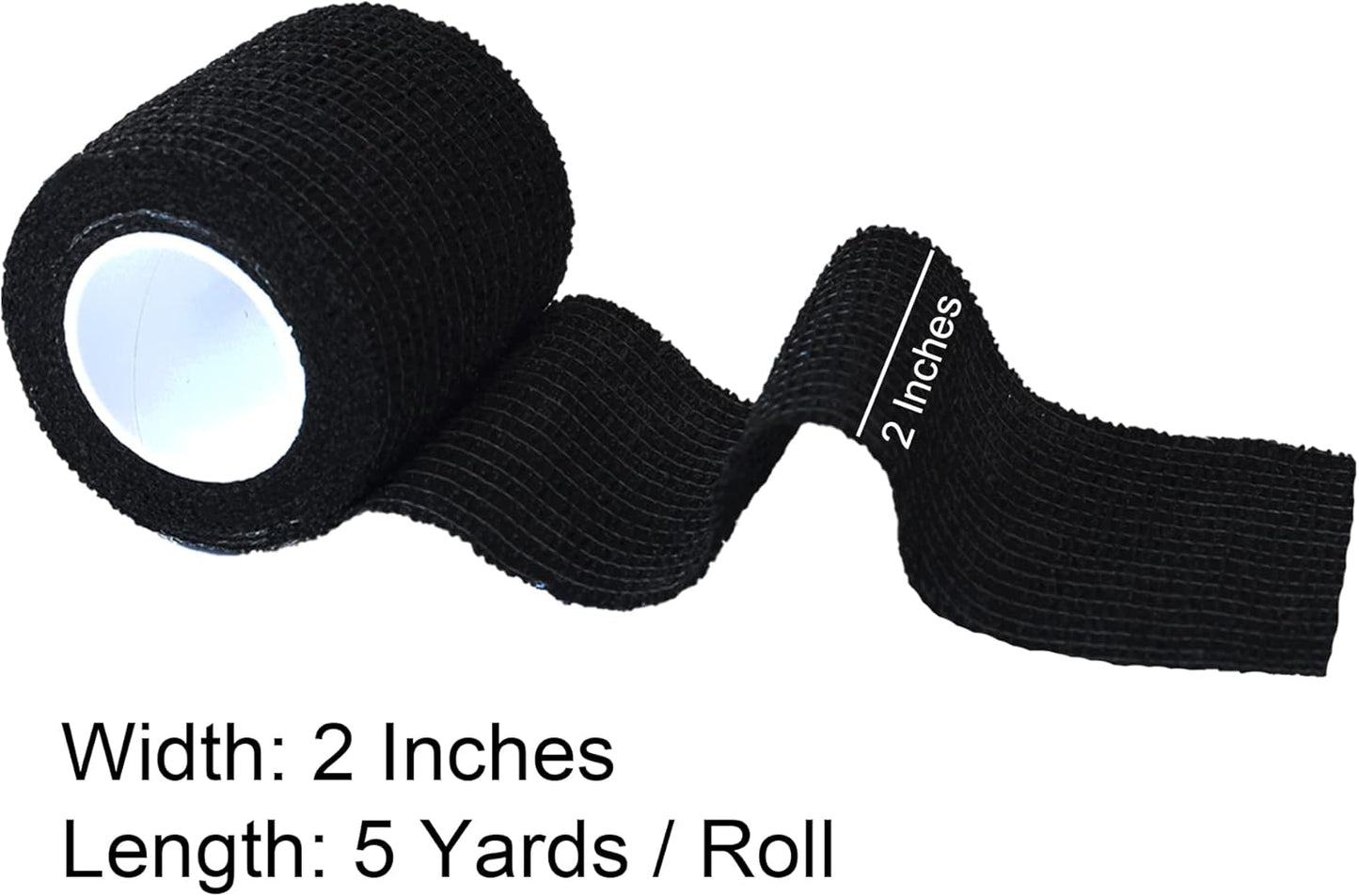 15 Pack Cohesive Wrap 2 Inch x 5 Yards Self Adherent Vet Tape for Pets, Elastic Self Adhesive Bandage Wrap for Sports, Finger, Wrist, Ankle (Black)