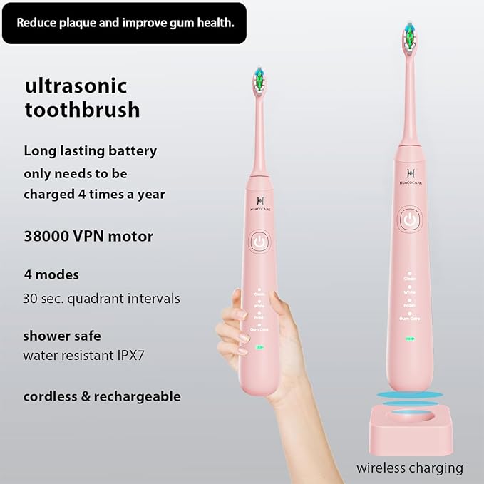 2-1 Oral Clean Kit- Water Dental flosser & Electric Toothbrush Combo- Brushing & Flossing- for Teeth Cleaning and Gum Health (Pink)