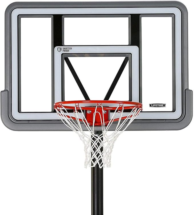 Lifetime 90690 Portable Basketball System, Gray, 44" Polycarbonate Backboard