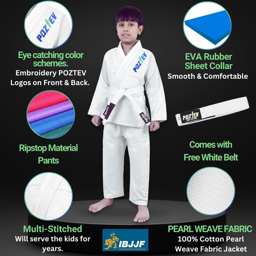 Kids Brazilian Jiu Jitsu Gi For Kids BJJ Gi Youth Grappling Kimonos Preshrunk Lightweight Martial Arts Uniform
