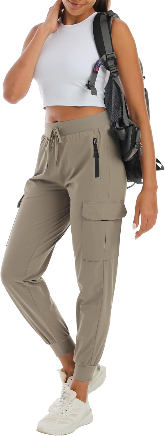 Kcutteyg Womens Water Resistant Hiking Pants with Pockets Quick Dry Soft Athletic Workout Joggers Pants for Camping Travel