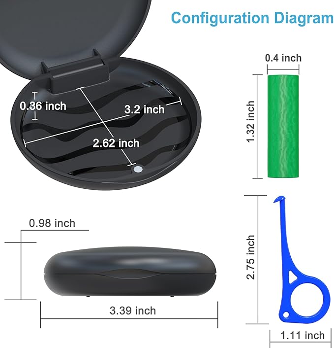 Retainer Case, Cute Slim Orthodontic aligner case Compatible with Invisalign, 2 sets mouth guard case with Removal Tool & Brush, black.