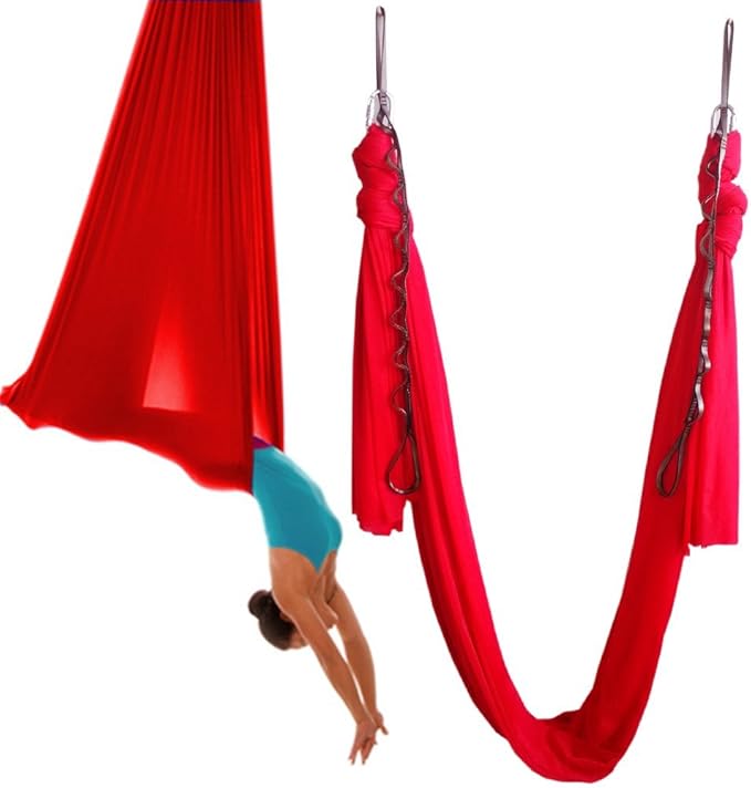 Aerial Yoga Hammock 5.5 Yards Yoga Swing Pilates Silk Home Gym Fitness Include hardware,Daisy Chain, Pose Guide