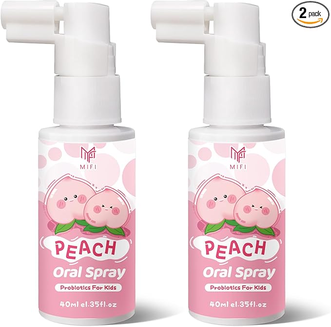 Kids Oral Spray - Probiotic Fruit Flavored Toothpaste Helper for Toddlers, Daily Fresh Breath, Gentle Oral Care Spray for Children (2Pack, Peach)