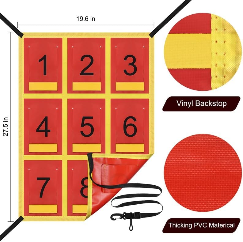 Adjustable Strike Zone Target for Baseball Net,Numbered Pitching Pad,Baseball Softball Target,Practice Throwing and Hitting with Accuracy,for 6x6,7x7 or 8x8 Foot Nets
