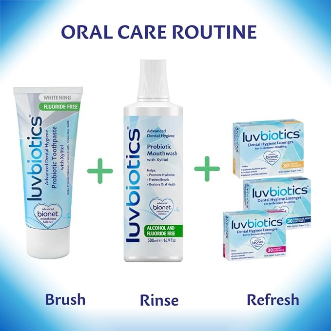 Luv Biotics Fluoride Free Whitening Toothpaste with Oral Probiotics, Xylitol & Aloe Vera for Fresh Breath,Cavity Protection & Oral Care - 75ml