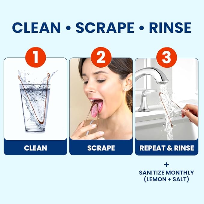 100% Pure Copper Tongue Scraper – Limpiador de Lengua Raspador for Adults & Kids | Metal Tongue Cleaner for Fresh Breath | Reusable Ayurvedic Tongue Scraper | Tongue Cleaning Tool (6 Pack, USA Seller)