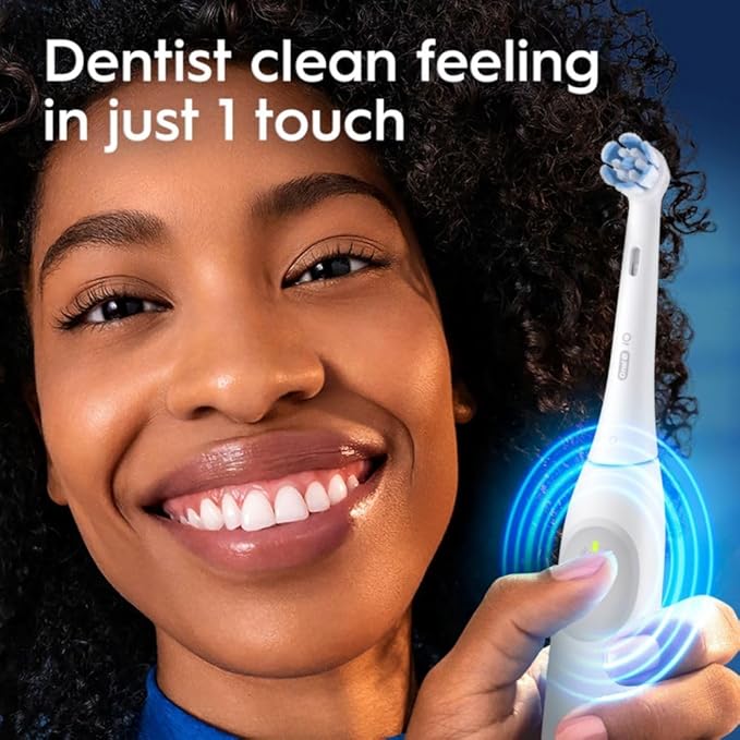 Oral-B iO Series 2 Rechargeable Electric Powered Toothbrush Starter Kit, Pure White with 2 Brush Heads - Automatic Pressure Sensor to Protect Gums - 3 Modes - 2 Min Timer