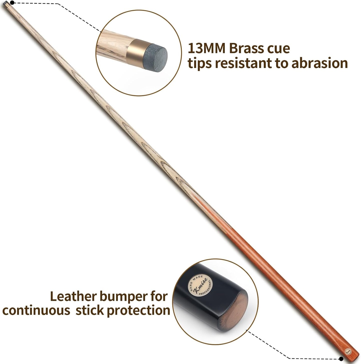 Kmise Pool Cue Sticks, 41"/57“/58" Hardwood Pool Cue Set of 4/6/8, 13OZ/20OZ with 13/10 MM Brass Tips, Table Billiard Cue Stick for Bar, Home, Billiard Room