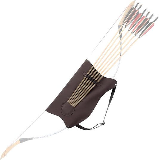 LWANO Archery Bow Carrier with Arrow Slots, Archery Bow and Arrow Holder for Recurve Horsebow Traditional Bow, Adjustable Shoulder Strap