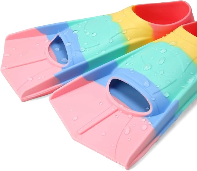 Kids Swim Fins,Short Kids Fins Youth Swimming Flippers for Lap Swimming Training for Children Girls Boys Beginners