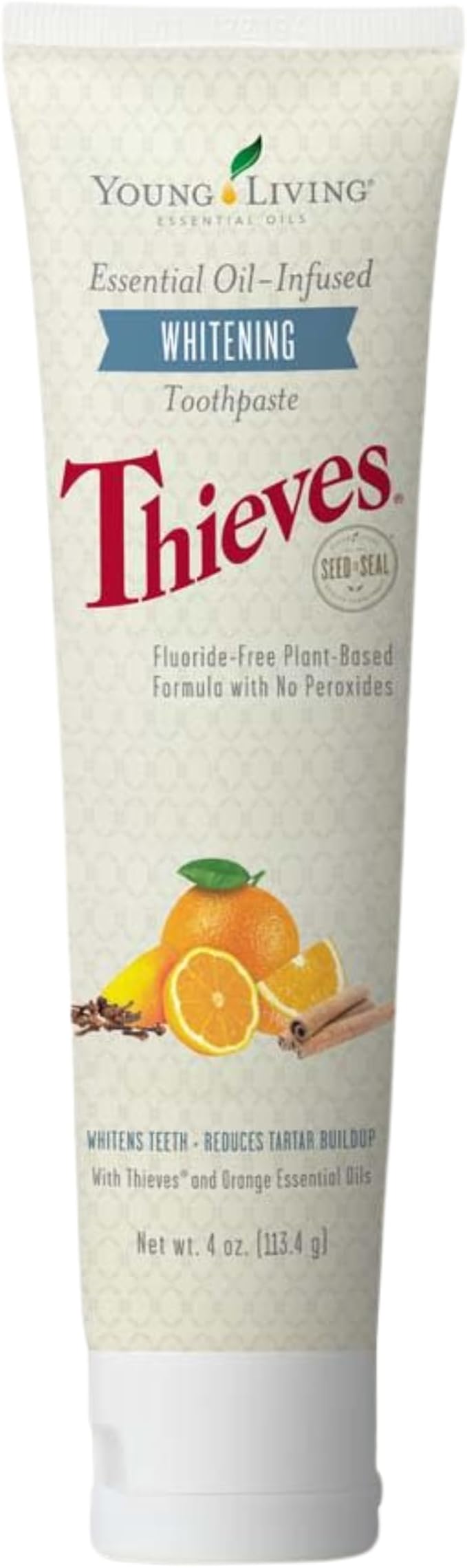 Young Living Thieves Whitening Toothpaste - Natural Oral Care for a Bright Smile - Fluoride-Free Formula - 4 oz Tube - Certified Ingredients for Fresh and Healthy Teeth