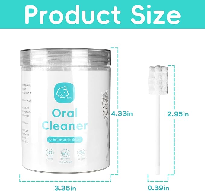 Baby Tongue Cleaner Toothbrush 30Pcs Disposable Infant Tooth Brush Clean Baby Mouth with 2Pcs Finger Toothbrush Oral Cleaning Stick Gauze Cleaner Stick Dental (Green, 32 Piece Assortment)