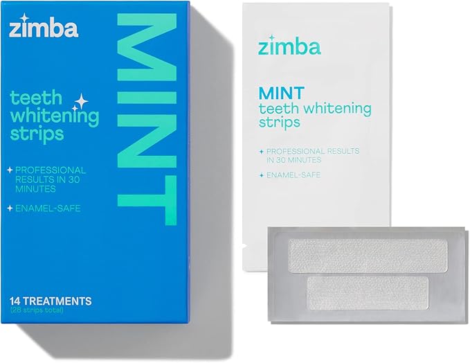 Zimba Watermelon Flavored Teeth Whitening Strips | Vegan, Enamel Safe Hydrogen Peroxide Teeth Whitener for Coffee, Wine, Tobacco, and Other Stains | 14 Day Treatment | Watermelon