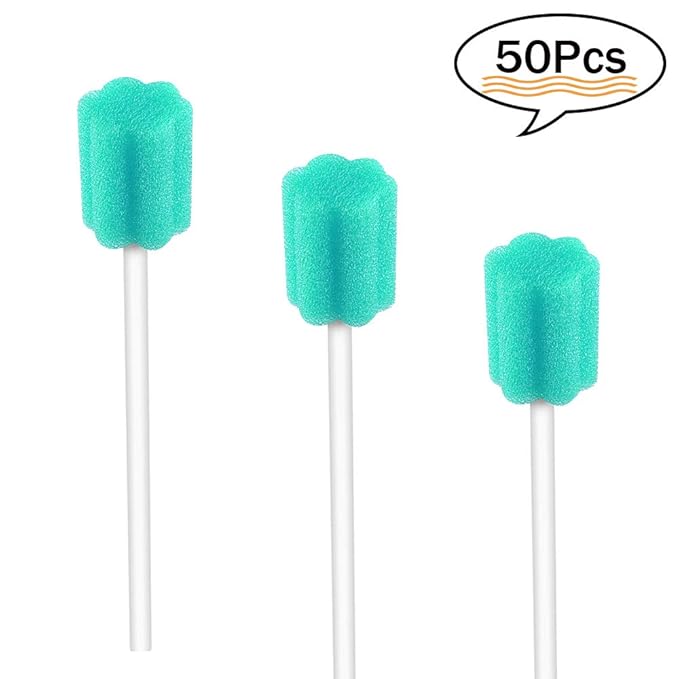 Disposable Mouth Swabs Sponge - Unflavored,Sterile Oral Swabs Dental Swabsticks for Mouth Cleaning (50PCS）
