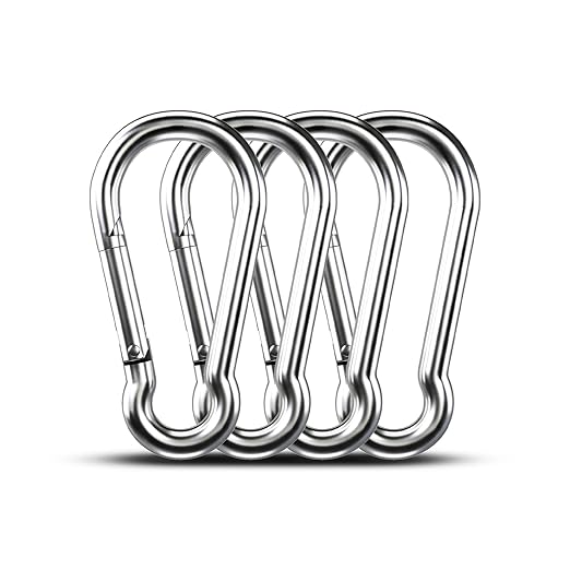 Large Carabiner Clip Hooks, 4pcs 4 inch Carabiners Heavy Duty, 304 Stainless Steel Spring Snap Hook Fits Camping Hanging Hiking Weight Lifting, Metal Clips for Rope or Chain