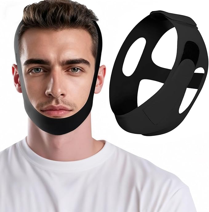 Chin Strap for Sleeping & Nighttime Support - Gently Keeps Mouth Closed to Promote Nasal Breathing for a More Restful Night, biack