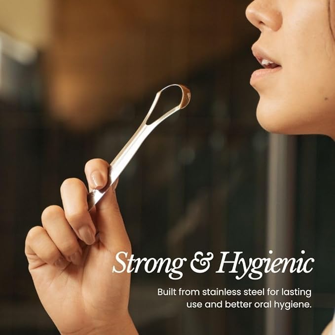 Bare Botanics Tongue Scraper 2 pcs | Durable Stainless-Steel and Reusable Tongue Cleaner w/Case | Compact Oral Hygiene Tool