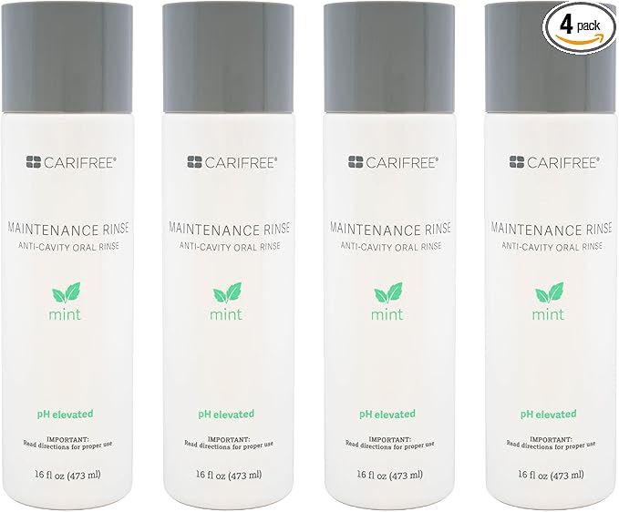 CariFree Maintenance Rinse, Mint Flavor, Anti-Cavity Fluoride Mouthwash, Dentist Recommended, Prevents Oral Decay, Freshens Breath, Alcohol-Free, Neutralizes pH (16 Fl Oz (Pack of 4)