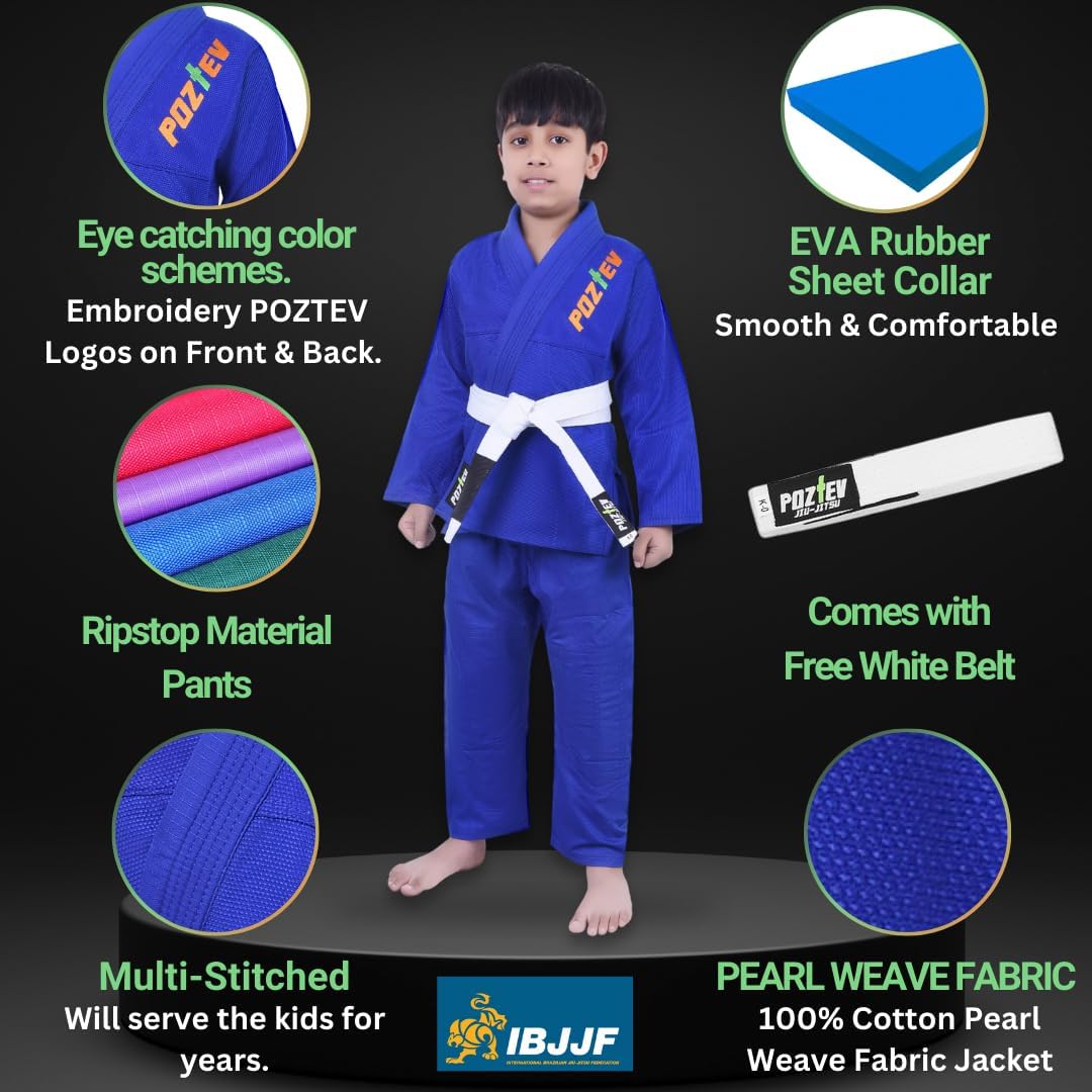 Kids Brazilian Jiu Jitsu Gi For Kids BJJ Gi Youth Grappling Kimonos Preshrunk Lightweight Martial Arts Uniform