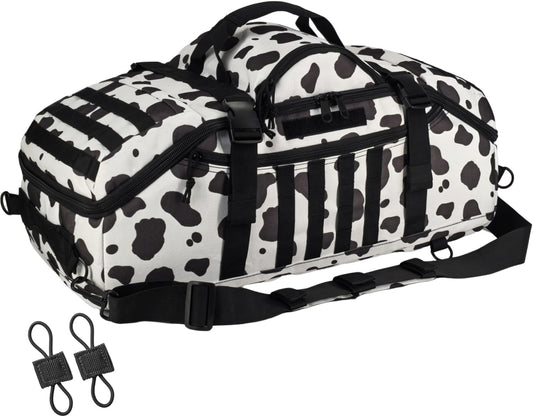 65L Large Duffle Bag, 3-in-1 Tactical Backpack MOLLE Pack for Sports, Gym, Outdoor, Cow Color