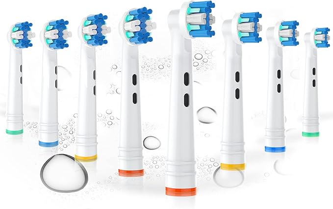Replacement Toothbrush Heads Fit for Oral B Electric Toothbrushes, 8pcs, Round Brush Head for FlossAction, Repuesto for Braun Type 3756 3757 3744 3765 4729 4739