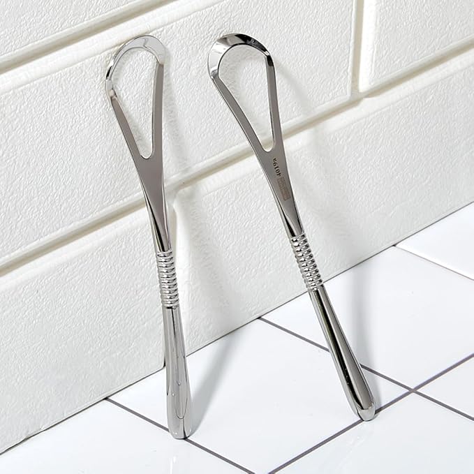 IBANCOOL Tongue Scraper – 316L Stainless Steel Tongue Cleaner with Ergonomic Design to Minimize Gag Reflex, Deep Cleaning Tool, Made in Korea (Wide type for Adults)
