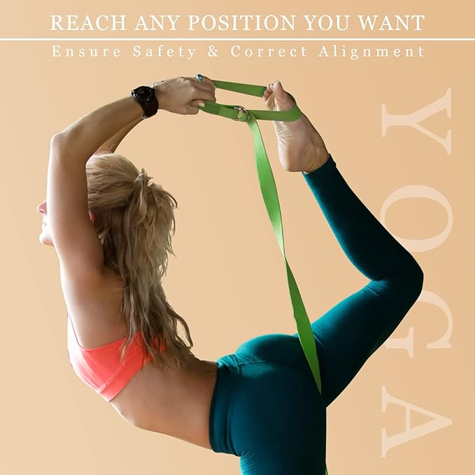 6 Pcs Yoga Strap for Stretching 8 Ft Yoga Exercise Adjustable Straps Bands with Safe Adjustable D Ring Buckle for Pilates Gym Workouts Fitness Improves Sitting Posture