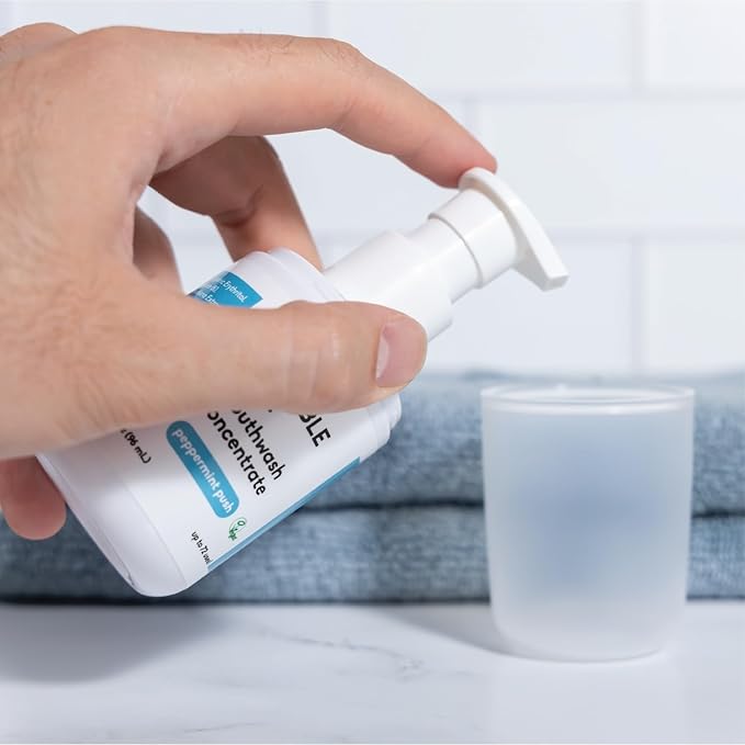 The Humble Co. Mouthwash Concentrate – Natural Mouthwash to Support Fresh Breath, Cavity Protection, Gum Health, and Helps Remove Plaque, Vegan & Cruelty-Free Oral Care, 2pk (Peppermint 3.25 oz)