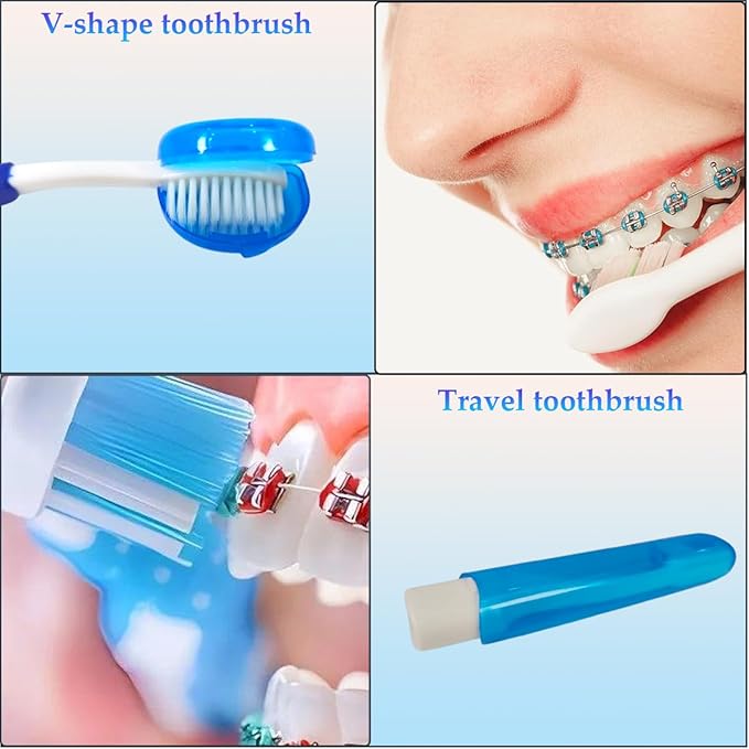 8Pcs Braces Cleaning Kit Portable Orthodontic Oral Care Kit for Teeth Interdental Brush Brace Wax Dental Floss Oral Mirror