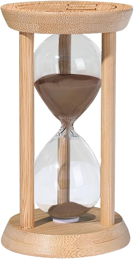 1 Minute Sand Timer,Mini Hourglass 1 Min,Small Wooden Frame Sandglass,Brown Sand Watch for Classroom,Baking,Game,Desk Decor