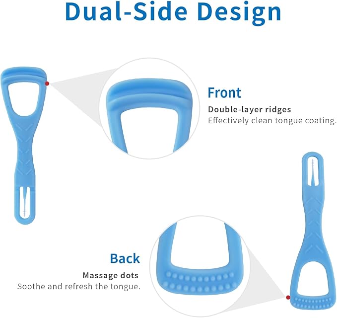 Tongue Cleaner, Tongue Scraper, Disposable, Plastic Scraper, Clean Tongue, Promote Fresh Breath, Includes Safe Fold- Back Tooth Pick, 100 Count